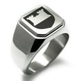 thumbnail image 1 of Tioneer Stainless Steel Castle Protection Coat of Arms Shield Engraved Square Flat Top Biker Style Polished Signet Ring, 1 of 1