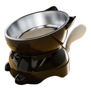 Stainless Steel Cat Bowl with Anti-Tipping Slanted Rim   Elevated Raised Feeder for Small Dogs, Removable Inner Bowl