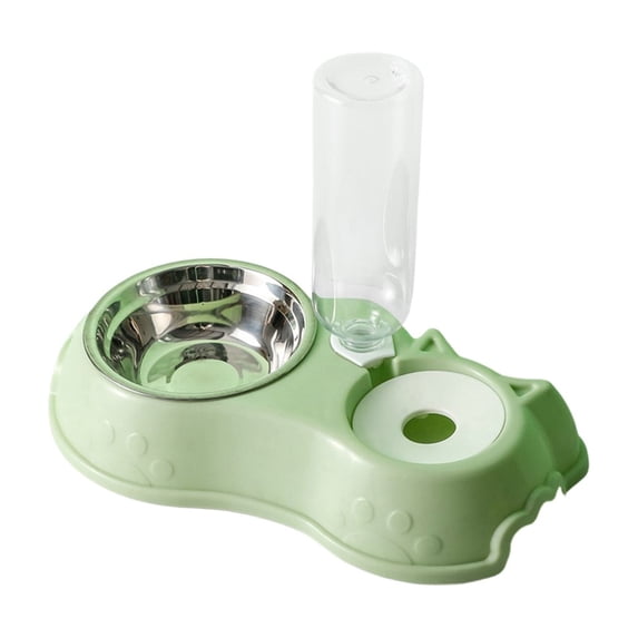 Stainless Steel Cat Bowl with Automatic Water Dispenser, 2 in 1 Pet Food Water Bowl Gravity Feeder for Dogs Cats, Easy Clean Non-Slip