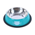 thumbnail image 1 of Stainless Steel Cat Bowls, Non-Slip Rim, Sky Blue Cat Silhouette, Single Serving, indoor Pet Use, 1 Pc (169 Chars), 1 of 6