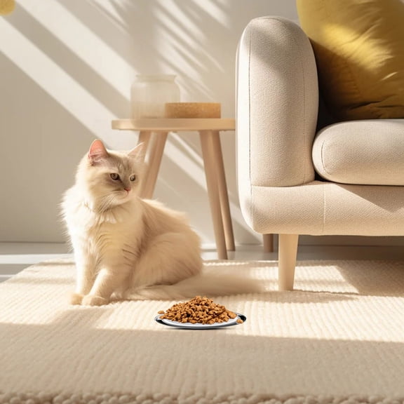 Stainless Steel Cat Food Bowl, Minimalist Style Non- Heavy Duty Pet Feeding Dish for Cats & Small Dogs