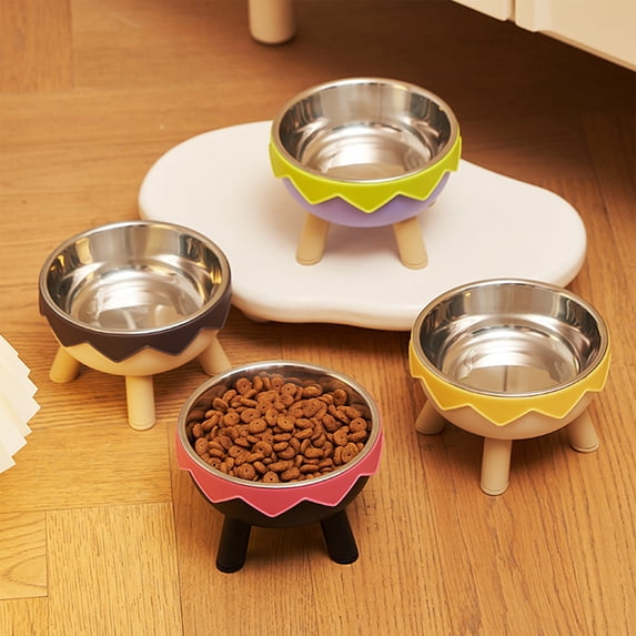 Stainless Steel Cat Food Bowl | No Slip Non Tip Pet Bowl | Double Layer Design for Cleanliness | Multi-Use for Food & Water | Large Capacity | Easy Clean | 14.2x9cm | 1 Pack