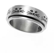Stainless Steel Cat Lady Spinner Ring - Engraved Faces Gift for Lovers size 8