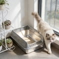 thumbnail image 1 of Stainless Steel Cat Litter Box - 11.8x15.7x7.8in Large Metal Litter Box with High Side, Anti-Leakage Non-Sticky Easy Cleaning for Small and Large Cats, Gray, 1 of 6