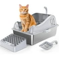 Stainless Steel Cat Litter Box, 16” XL Extra Large Enclosed Litter