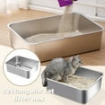 thumbnail image 1 of Stainless Steel Cat Litter Box, 17.7 X 13.8 X 3.9 inch Extra Thick Flat Bottom, Open top design with Low Entry, Ideal As A Kitty Litter Box and Small Cat Litter Box for, 1 of 7