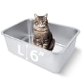 thumbnail image 1 of Stainless Steel Cat Litter Box for Adult Cats or Kitty/Kitten, -Proof High Side Non Stick No Smell Easy to Clean Metal Litter Box, Open Top for Home Use, Silver, 1 of 3