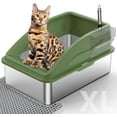 Stainless Steel Cat Litter Box, Extra Large Litter Boxes for Big Cats, XL Metal Cat Litter Box