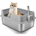 Stainless Steel Cat Litter Box with High Wall Sides Enclosure, Dxles