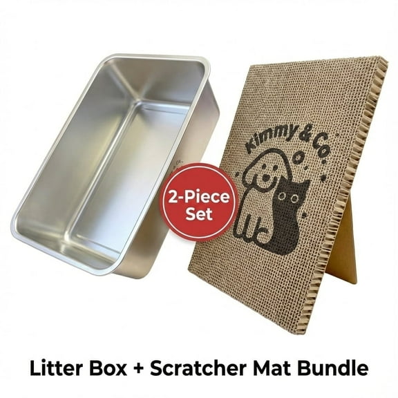 Kimmy&Co. Extra Large Stainless Steel Cat Litter Box with Extra High Sides (7.9"), Odor Proof & Non-Stick Pan for Easy Cleaning, 23.4" x 15.6"