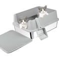 thumbnail image 1 of Stainless Steel Cat Litter Box for Kittens and Medium Cats, Open Top Metal Kitty Small Litter Box with High Sides Lid, Litter Mat, Scoop, No Odor, No Mess, Leak Proof, Easy Clean, 1 of 7