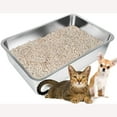 thumbnail image 1 of Stainless Steel Cat Litter Box, Large Metal Litter Tray, Never Absorbs Odors,Stain Free, Rustproof, Non Stick Smooth Surface 17"L x 13"W x 6"H, 1 of 6