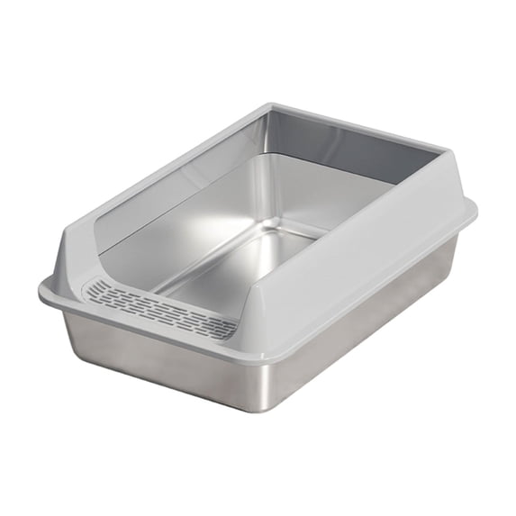 Stainless Steel Cat Litter Box with Lid - Large Metal Litter Pan for Big Cats, Non-Stick Easy Clean Design with High Sides to Prevent Scatter, Odor Control