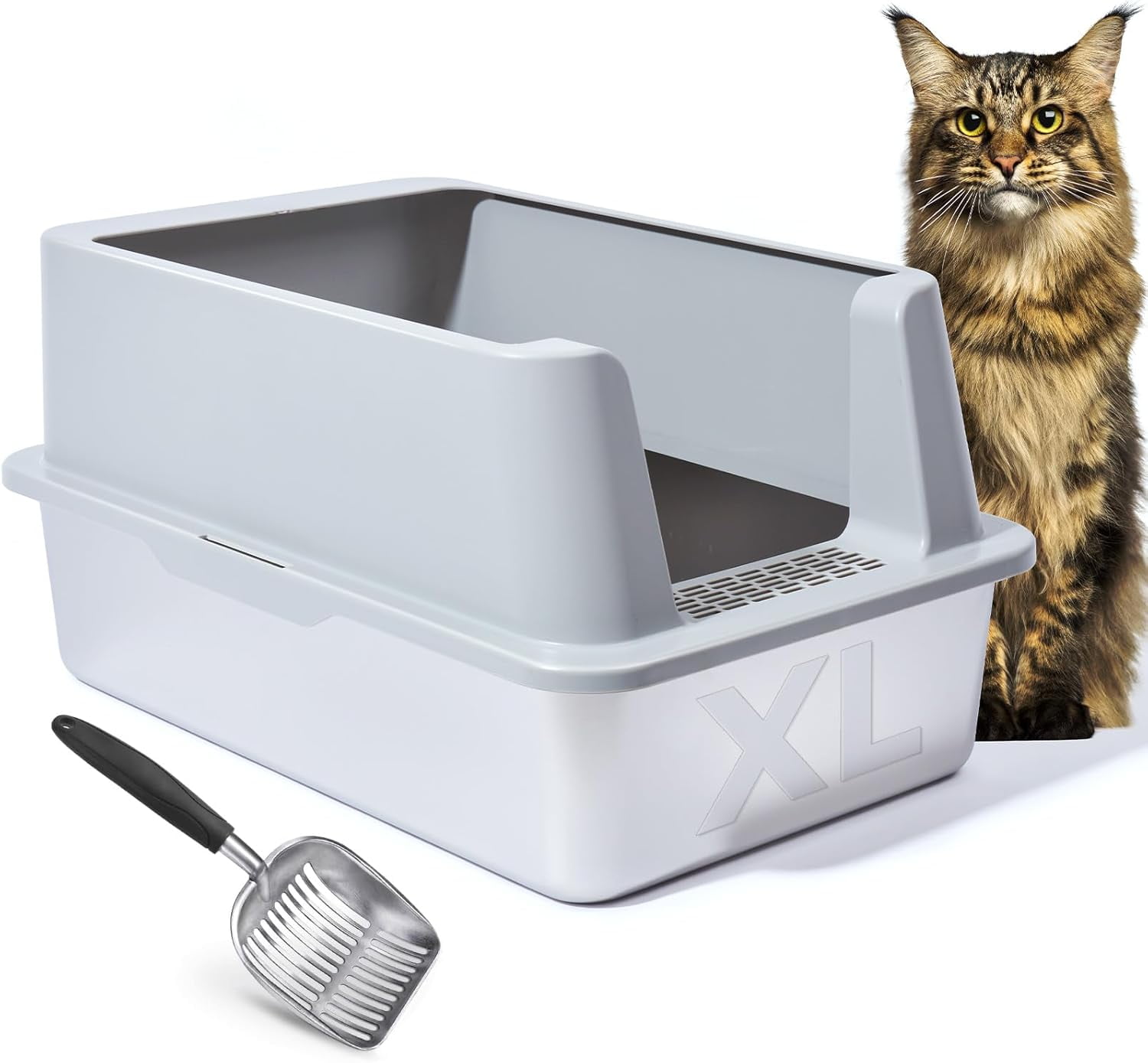Stainless Steel Cat Litter Box with Lid XL Extra Large Litter Box for