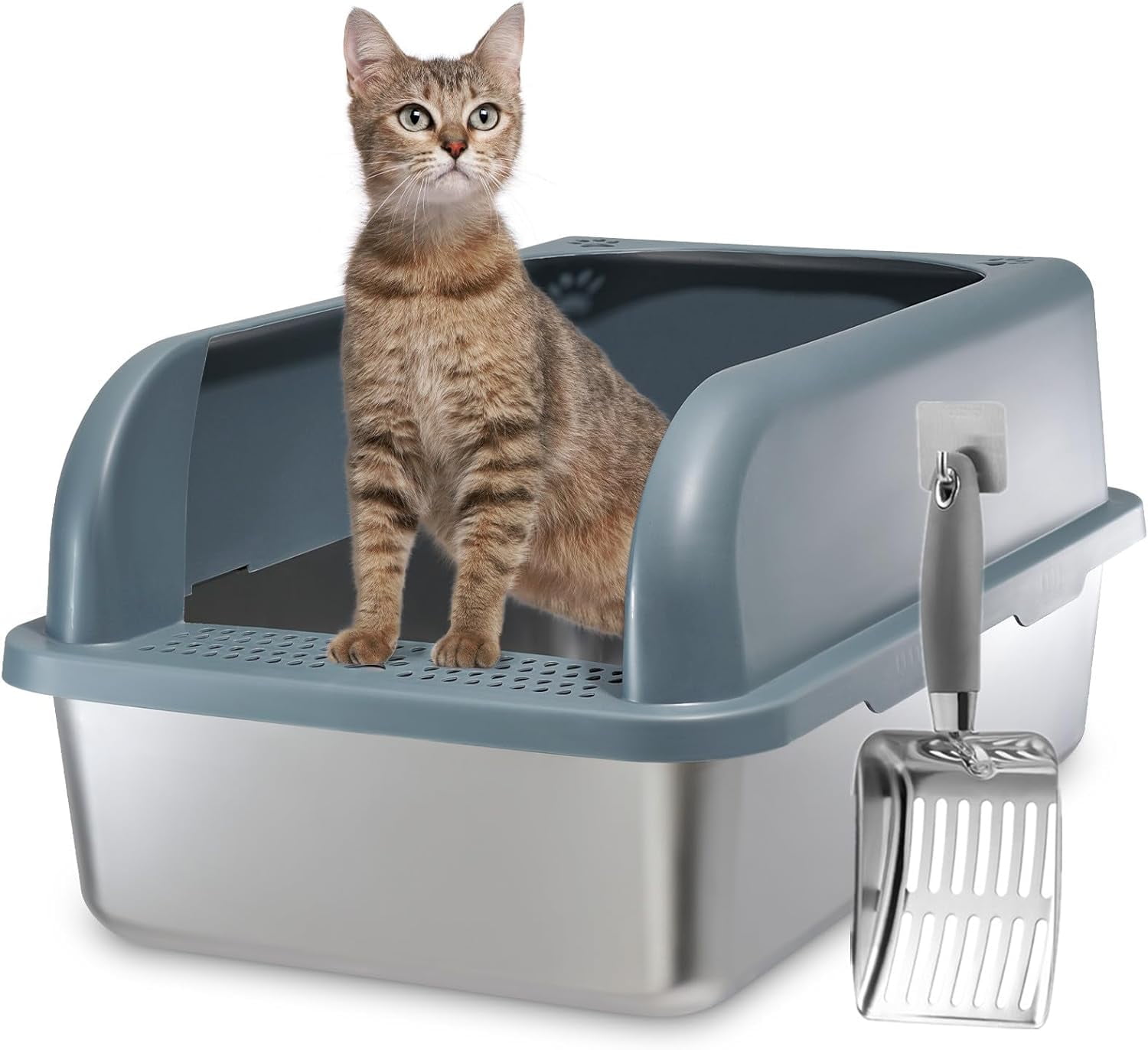 Stainless Steel Cat Litter Box with Lid, XXL Extra Large Metal Litter ...