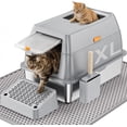 thumbnail image 1 of Stainless Steel Cat Litter Box with Scoop, Metal Litter Box High Sided, Cat Litter Box Enclosure, XL Extra Large High-Sided Litter Boxs (Anti-Urine Leakage, Include Scoop) (Grey), 1 of 7