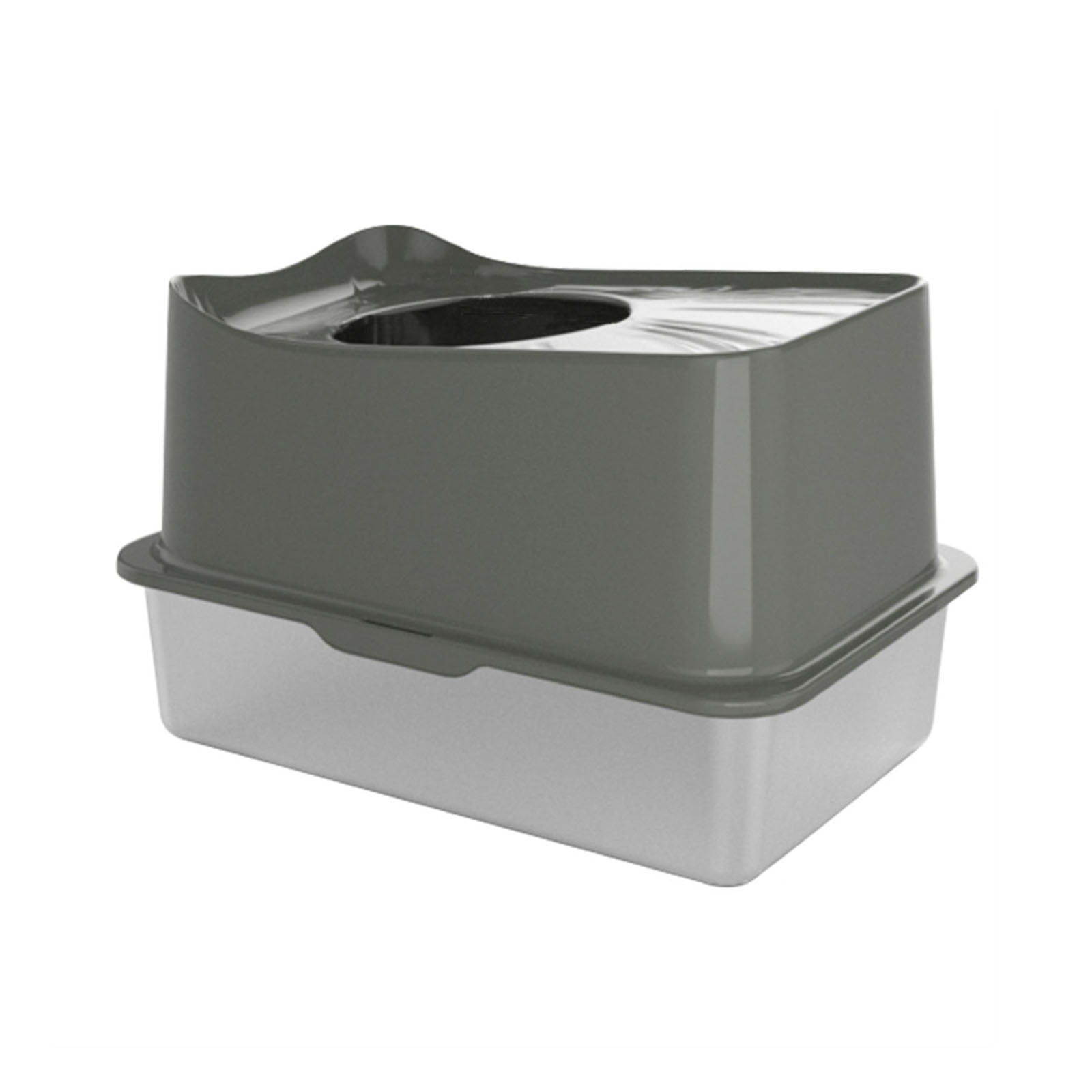 Stainless Steel Cat Litter Box Top Entry XL with Lid, Metal Litter Box with Scoop for Big Cats, Non-Sticky, Easy Clean