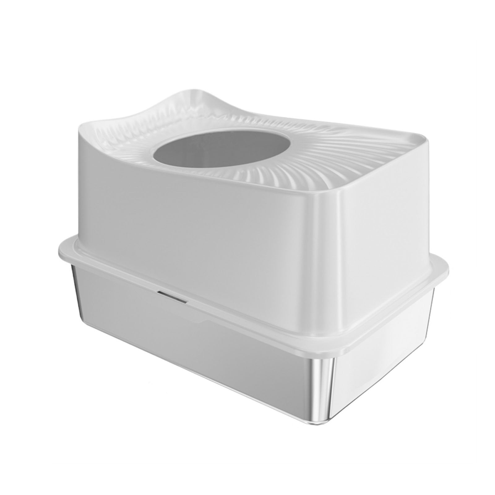 Stainless Steel Cat Litter Box Top Entry XL with Lid, Metal Litter Box with Scoop for Big Cats, Non-Sticky, Easy Clean