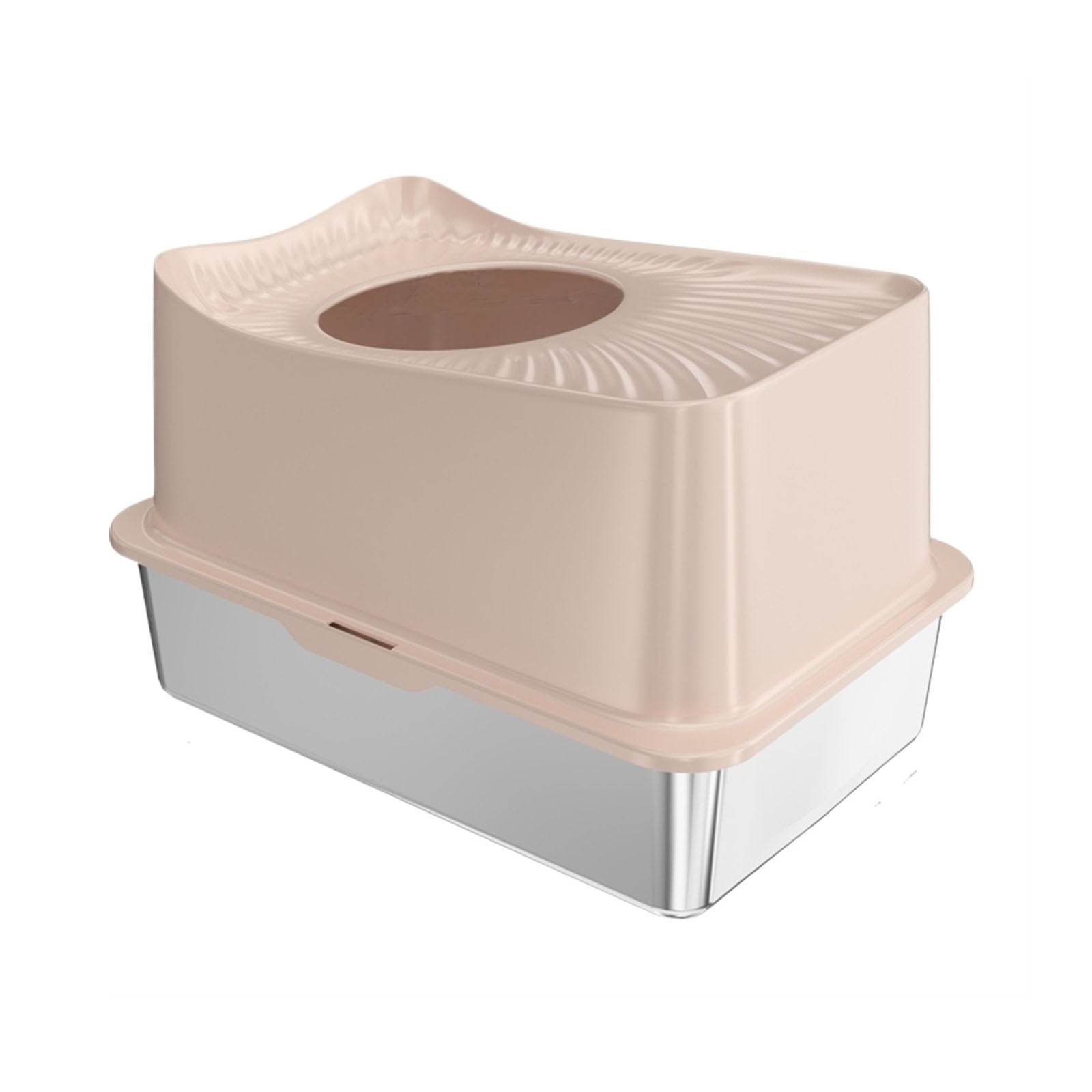 Stainless Steel Cat Litter Box Top Entry XL with Lid, Metal Litter Box with Scoop for Big Cats, Non-Sticky, Easy Clean