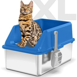 Stainless Steel Cat Litter Box, Enclosed Extra Large Cat Litter