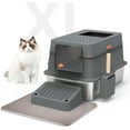 Stainless Steel Cat Litter Box,XL Enclosed Cat Litter Box with Poop