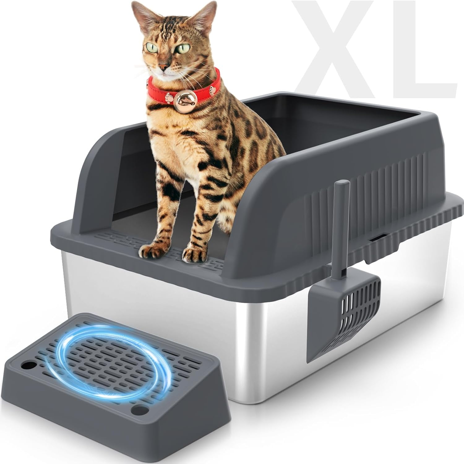 Stainless Steel Cat Litter Box, XL Extra Large Enclosure Litter Box