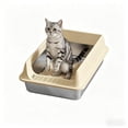 thumbnail image 1 of Stainless Steel Cat Litter Box with High Sides Easy to Clean, Smooth Surface, Rust Resistant, 15.7x11.8x7.8 Inches,Khaki, 1 of 7