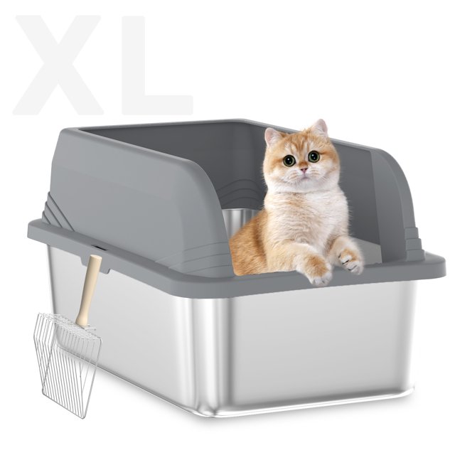 Stainless Steel Cat Litter Box with Lid Never Absorbs Odors Easy Clean