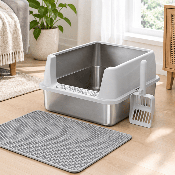 Stainless Steel Cat Litter Box with Lid, Size S, Extra Large for Big ...