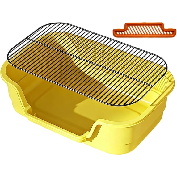 Stainless Steel Cat Litter Box with Removable Metal Grid Tray