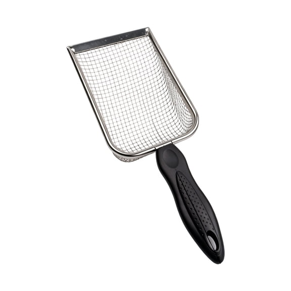 Stainless Steel Cat Litter Mesh Scoop,2-in-1 Mesh Scoop for Beach Shell Collecting & Pet Waste Cleaner | Metal Sifter Shovel for Cats & Small Animals | Quick Litter Separation,Black