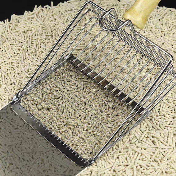 Stainless Steel Cat Litter Scoop, Heavy Duty Metal Cat Poop Scooper with Wide Mesh Sieving Surface for Efficient Litter Box Cleaning, Rust Proof Large Cat Litter Shovel