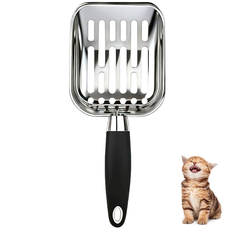 Stainless Steel Cat Litter Scoop, Metal Cat Litter Scoop, Kitty Metal Scooper, Sturdy Mesh Scooper, Silver
