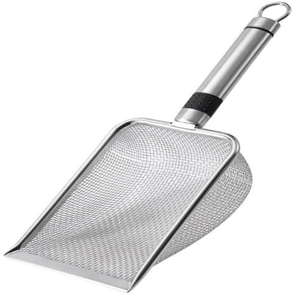 Stainless Steel Cat Litter Tool for Small Holes with Fine Mesh Sifting Design Pet Waste Accessory for Sanitary Litter Boxes, 27X10CM, Silver