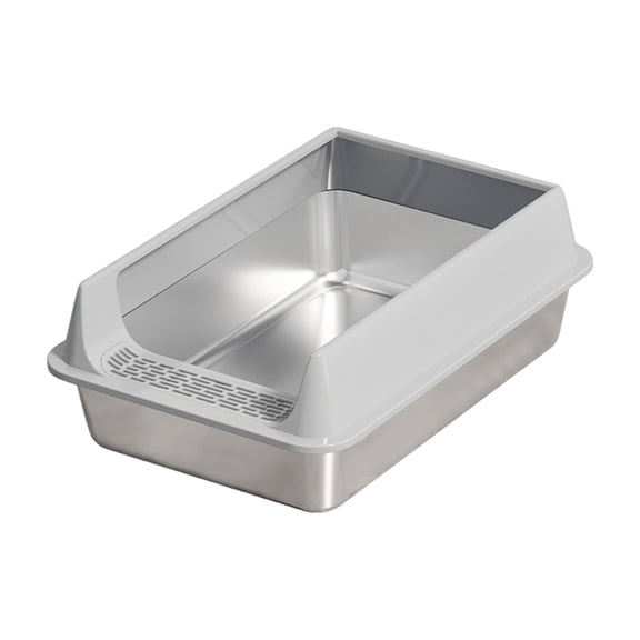 Stainless Steel Cat Litter Tray, Easy to Clean Non-Stick Toilet, Durable Metal, Odor Control, Suitable for Indoor Dormitory Living Room