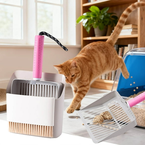 Stainless Steel Litter Stand with Holder for Cats Durable Metal Cat Litter Tool with Coarse and Fine Grids for All Litter Pans Easy Fast Sifting Non-Stick