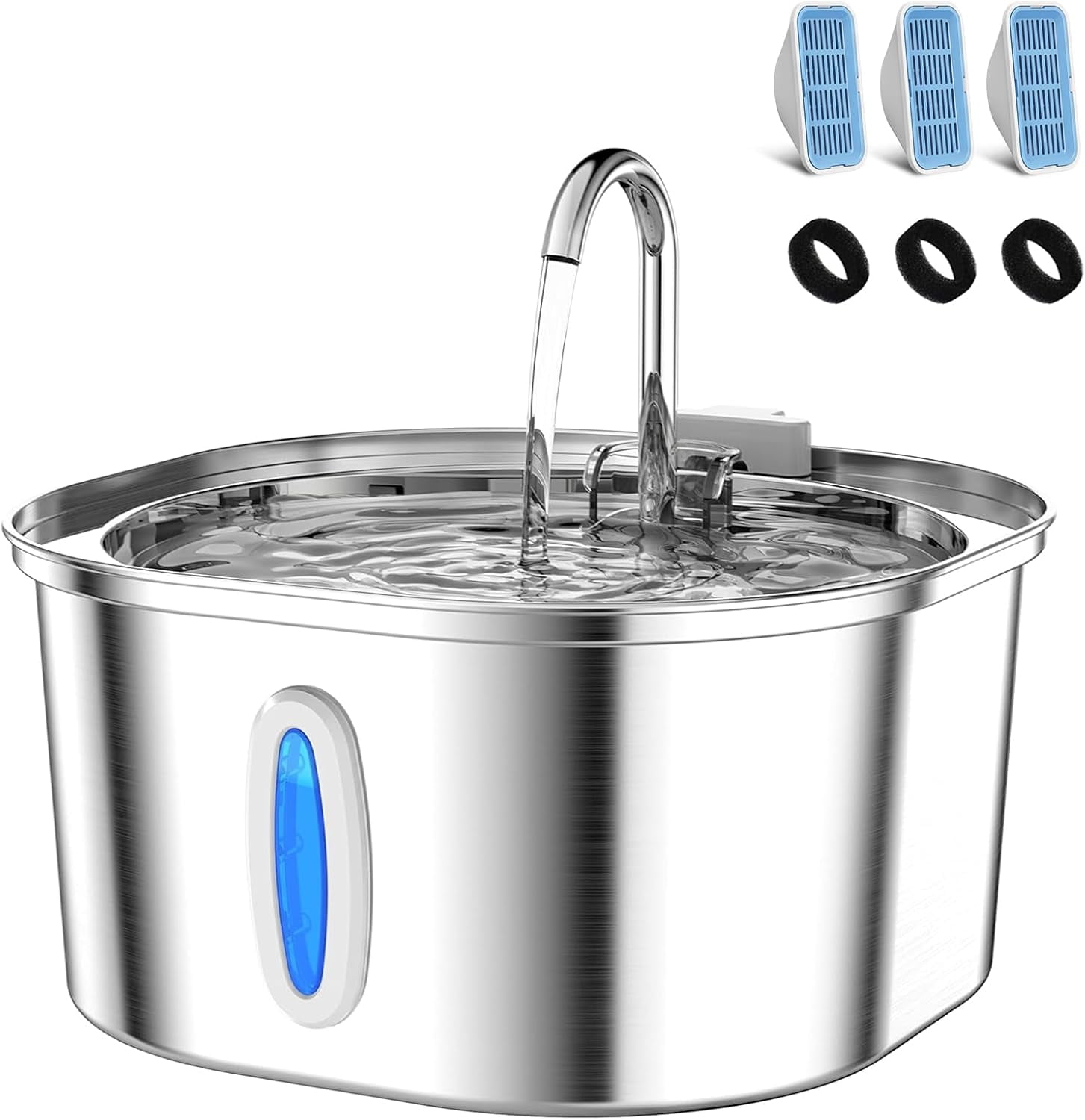 Stainless Steel Cat Water Fountain, 3.2L/108oz Pet Drinking Fountain with Quiet Pump, Dishwasher Safe