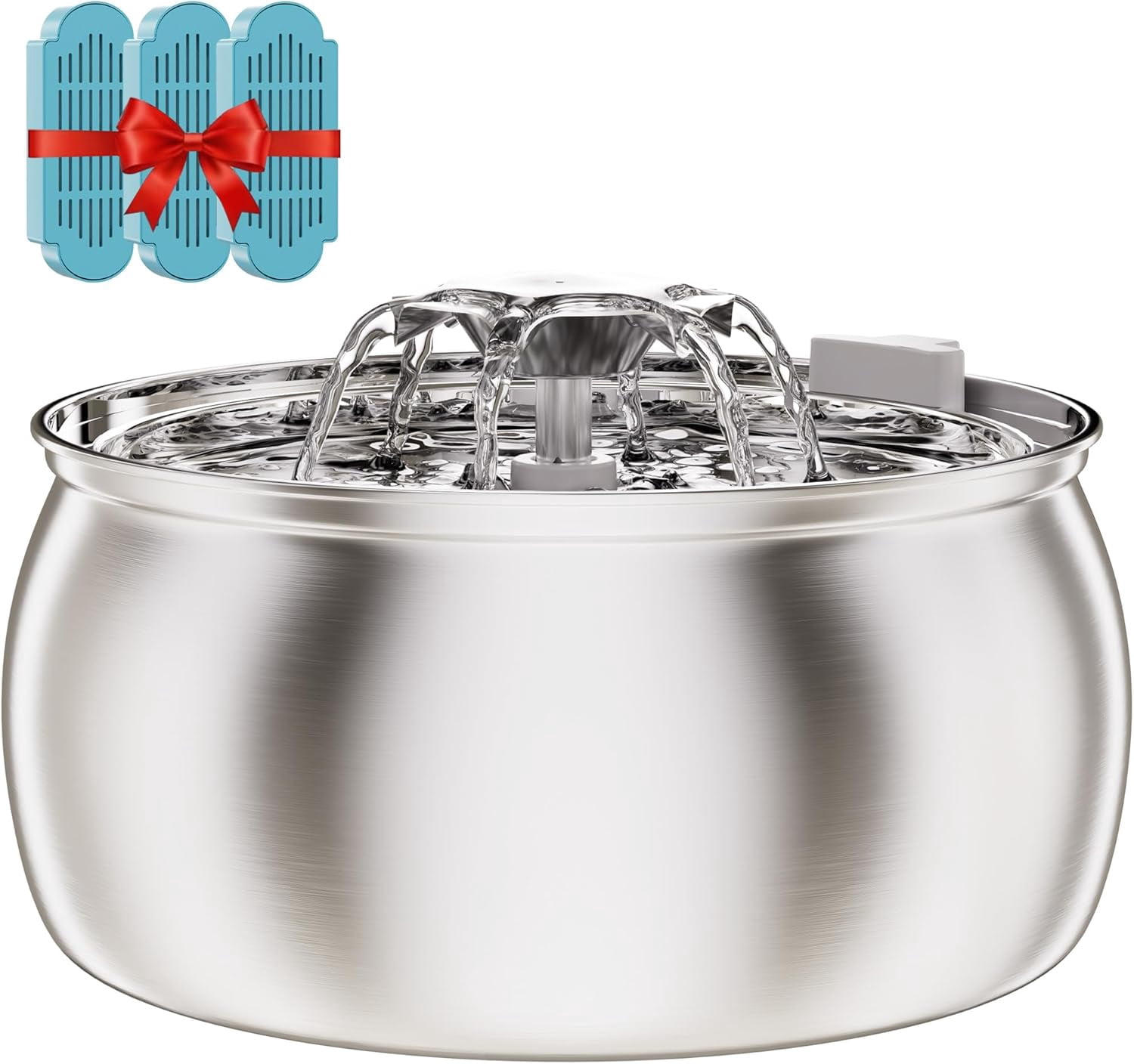 Stainless Steel Cat Water Fountain: 4L Large Capacity, Dual-Mode Flow, Ultra-Quiet Pump with Filter for Multiple Pets Indoor