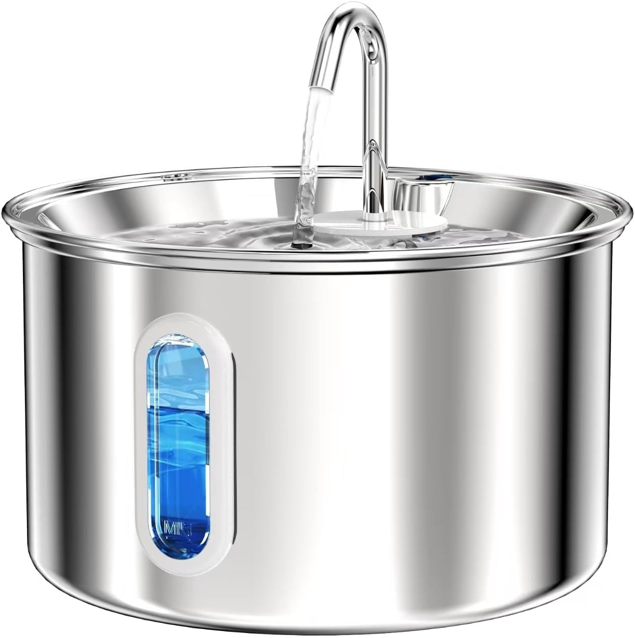 Stainless Steel Cat Water Fountain, Corded 3L/101oz Pet Water Fountain, Dog Waterer with Quiet Pump and 4-Layer Filtration for Cats and Dogs