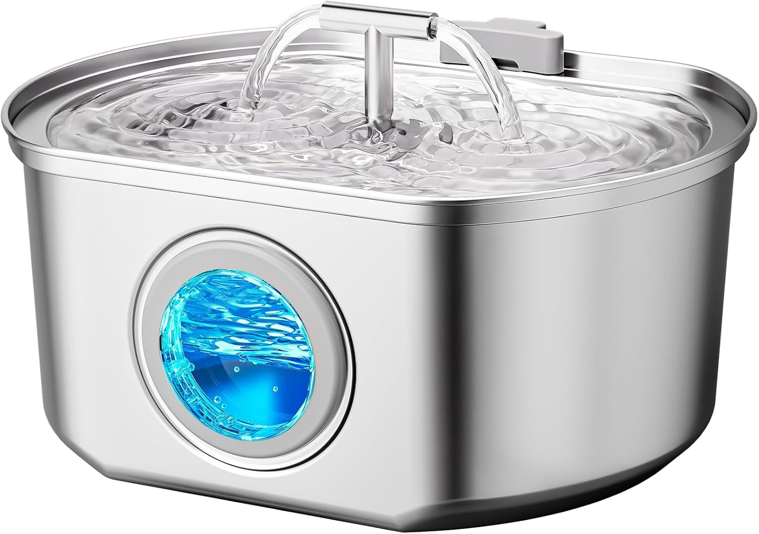Stainless Steel Cat Water Fountain with Water Level Window - 3.2L/108oz Automatic Pet Drinking Dispenser (Includes 1 Filter)
