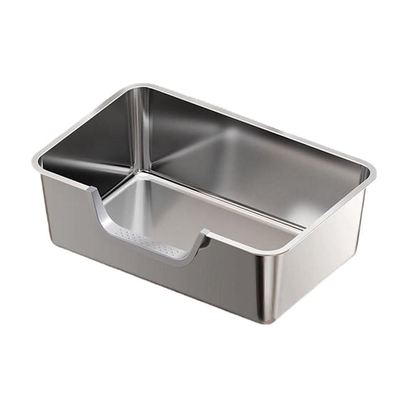 Stainless Steel Cats Litter Box Odor Control Oppose Scatter Kitty Litter Pan Cats Toilet with High Sides Non Slide Bottom Plain Clean Overall Litter Box