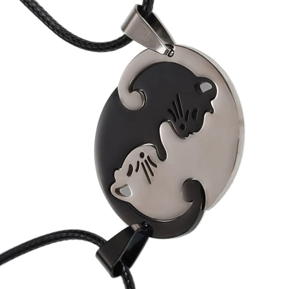 Stainless Steel Cats Pendant Necklace Adjustable Length Neckchain Clavicle Chain for Pet Lovers and Couples