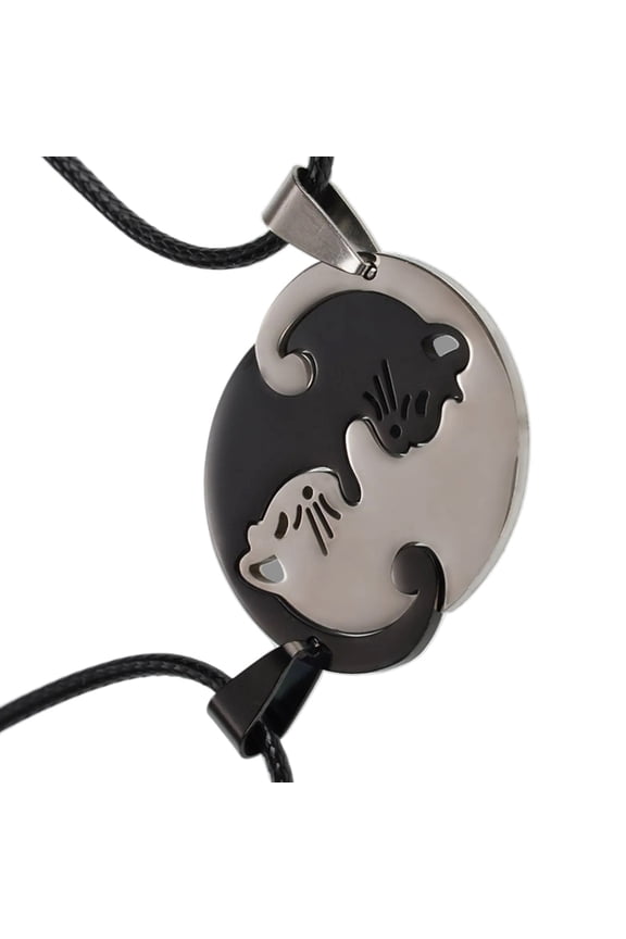 Stainless Steel Cats Pendant Necklace Adjustable Length Neckchain Clavicle Chain for Pet Lovers and Couples
