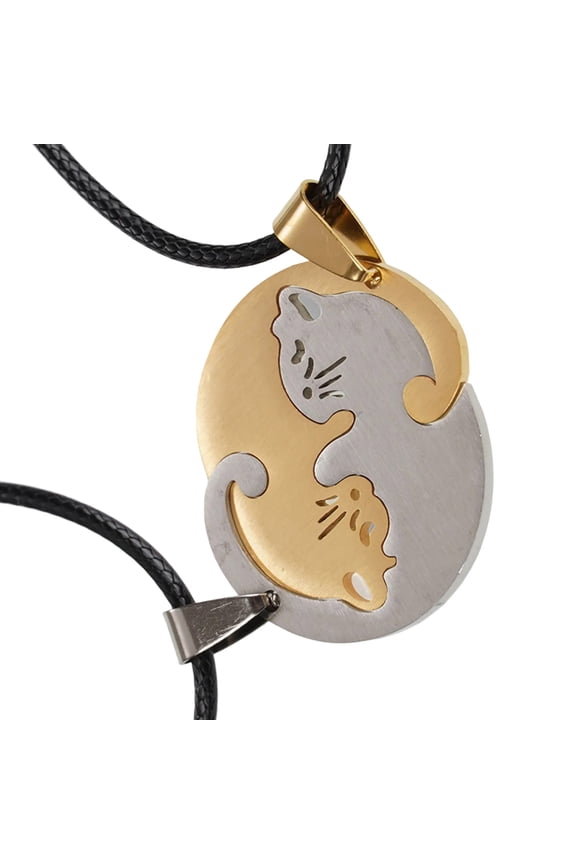 Stainless Steel Cats Pendant Necklace Adjustable Length Neckchain Handmade Clavicle Chain for Pet Lovers and Couples