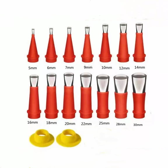 Stainless Steel Caulking Nozzle Kit, 45-Degree Applicator Tool with 15 Nozzles & 4 Connection Bases for Sealant, Glass Glue, and Grout, Home Use