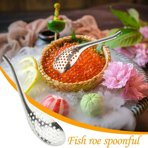 Stainless Steel Caviar Spoon Dumpling Spoon Household Mini Perforated Spoon Kitchen Appliance