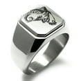 thumbnail image 1 of Tioneer Stainless Steel Celestial Satyr Goat Engraved Square Flat Top Biker Style Polished Ring, 1 of 1