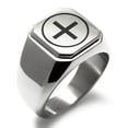 thumbnail image 1 of Tioneer Stainless Steel Celtic Ailm Conifers Engraved Square Flat Top Biker Style Polished Signet Ring, 1 of 1