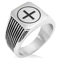 thumbnail image 1 of Stainless Steel Celtic Ailm Conifers Needle Stripe Pattern Biker Style Polished Ring, 1 of 1