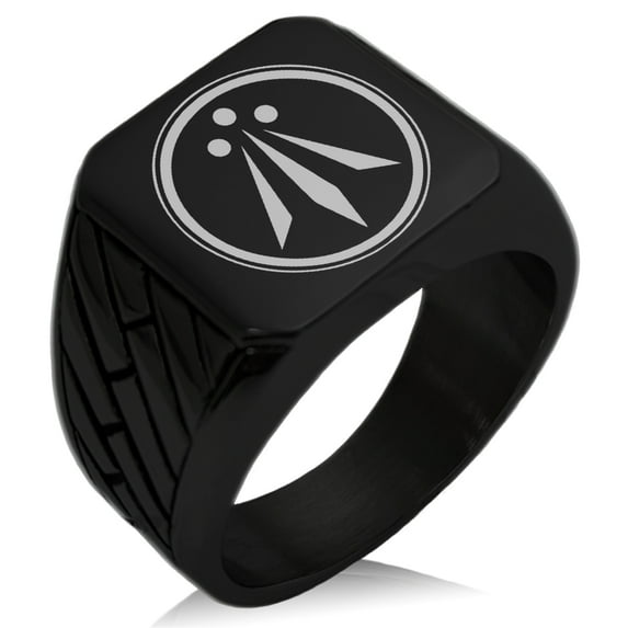 Tioneer Stainless Steel Celtic Awen Arwen Three Rays Adult Geometric Pattern Male Biker Style Polished Ring